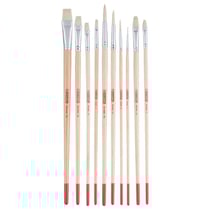 10 pinceaux - Peinture huile et acrylique - Rond - Langue de chat - Plat - Naturelles - Art Creation