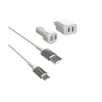 Greene Kit chargeur double USB secteur et voiture avec câble USB-C Blanc