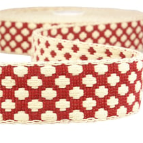 Bobine 10m Sangle motif croix 37 mm Rouge bourgogne et écru