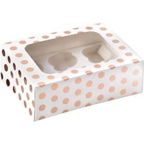 Boite 6 Cupcakes à Pois - Rose Gold