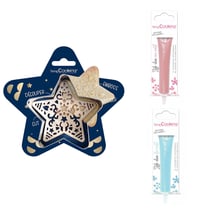 Kit pour biscuit en relief Étoile + 2 Stylos au chocolat rose pastel et bleu pastel