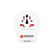 Adaptateur secteur Skross monde à europe 1 port USB blanc