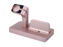 Avizar Socle de Chargement 2 en 1 pour Apple Watch et iPhone Durable avec Port USB Rose
