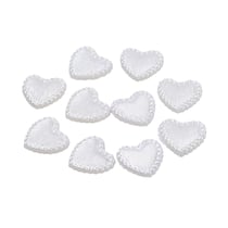 30 perles cabochon forme cœur acrylique Blanc Nacré 14 mm - A coller Dos Plat - création diy
