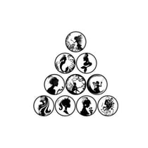 10 cabochons rond en verre assorties 25 mm FEE NOIR BLANC