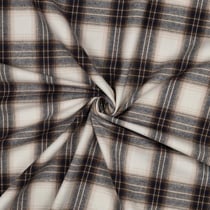 Tissu Flanelle de Coton léger Tartan bleu sur fond Ecru