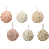 2 Boules Polyester Fausse Fourrure Sable