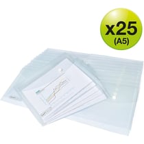 Lot de 25 pochettes A5 transparente fermeture bouton pression Rapesco
