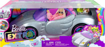 Voiture decapotable grise paillettes + 3 accessoires - barbie extra- mattel - hdj47 - voiture decapotable