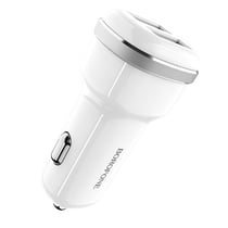 Borofone Chargeur Voiture avec 2 Ports USB 2.4A Compact et Charge Rapide Blanc