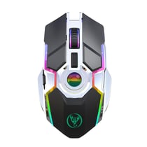 Souris Sans Fil RGB 2400DPI Rechargeable Haute Précision Pour Jeux Et Bureau Gris YONIS