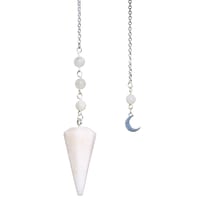 Pendule Hexagonal en Pierre de lune et charm Lune - Omsaé