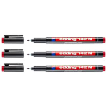 Lot de 3 marqueurs permanents - EDDING - Pointe moyenne 1 mm - Rouge