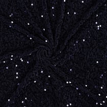 Tissu Velours Soraya à sequins uni Bleu marine