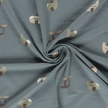 Tissu Sweat léger French Terry Elio airplane sur fond Bleu gris