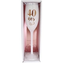 Flûte à champagne - Anniversaire - 40 ans - Rose dorée et blanche - Idée cadeau