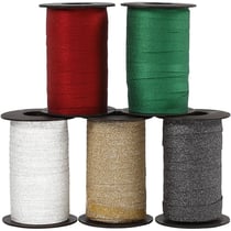Assortiment de rubans cadeaux 10 mm - 5 bolducs à paillettes de 100 m