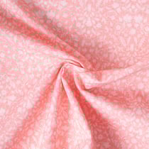 Tissu Popeline de Coton légère floral romantique blanc sur fond Rose poudré