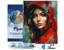 Diamond Painting Broderie Diamant Figured’Art 40x50cm toile tendue sur châssis en bois - diamants carrés - Femme au foulard rouge
