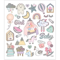 Stickers plastifiés - Baby girl - Détails métallisés - 30 pcs