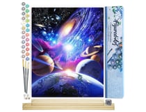 Peinture par Numéro Figured'Art - Système Planétaire - Kit de Loisir Créatif DIY Numéro d'Art Complet - 40x50cm toile roulée + châssis en bois à monter