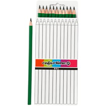 Crayons de Couleur Colortime, L : 17 cm, mine 3 mm, vert, 12pièces/ 1 Pq.