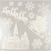 Sticker vitrostatique Blanc pailleté Traineau Noël