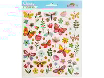 Autocollants - Le printemps - Papillons et fleurs - Dorures et paillettes
