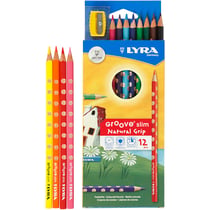 Crayons de couleur Groove Slim, L : 18 cm, mine 3,3 mm, ass. de couleurs, 12pièces/ 1 Pq.
