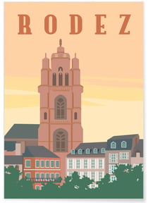 Affiche ville Rodez | A3 : 29,7x42cm