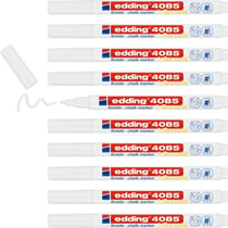 Lot de 10 Marqueurs Craie Liquide Edding 4085 Blanc Pointe Ronde 1-2 mm