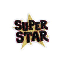 Ecusson  message super star 4cm x 4,3cm