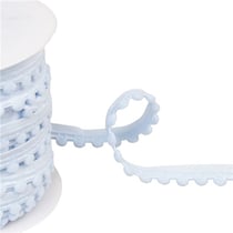 Bobine 25m élastique à pompons bleu clair 13mm