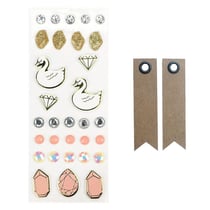 31 stickers 3D Cygnes + 20 étiquettes kraft Fanion