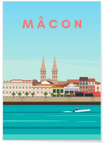Affiche ville Mâcon | A3 : 29,7x42cm