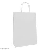 Sac en papier 22 x 29 x 10 cm - Kraft blanc - 25 pcs