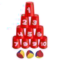 Chamboule tout avec gobelets et balles - jeu de casse boites, massacre - lancer, adresse