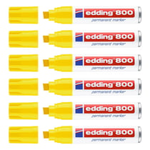 Lot de 6 marqueurs permanents - EDDING - Corps aluminium jaune - Pointe biseautée 4-12 mm