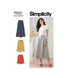 Patron Simplicity 9267 - Jupe évasée, boutonnage devant du 34 au 52 (FR) S92 taille n°FR 34-42