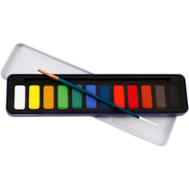 Kit aquarelle, dim. 12x30 mm, ass. de couleurs, 12 couleurs/ 1 Pq.