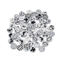 60 boutons fantaisie couture layette scrapbooking 1.3 cm mix BLANC NOIR