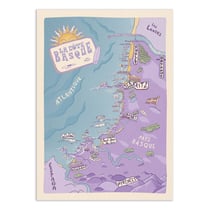 Affiche 30x40 cm - Carte Pays Basque - Art Rider