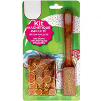 Baton magnétiques bingo jaune pailletés + 100 pions pailletés de loto - ramasse pions - lotoquine - CARTALOTO