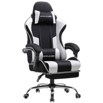Chaise gaming ergonomique GTPLAYER - Tissu - Noir/blanc - 50 x 50 x 125 cm