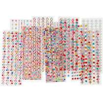 Pierres de strass, d 2-10 mm, feuille 27x9 cm, Le contenu peut varier , 12 flles ass./ 1 Pq.