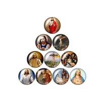 10 cabochons rond en verre assorties 25 mm RELIGION A