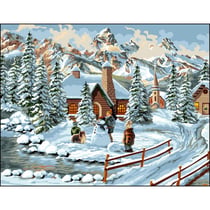 Princesse - Canevas antique Bonhomme de neige- Mimo Verdé 50x65cm
