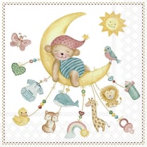 Lot de 4 serviettes en papier découpage collage 33 cm NOUNOURS LUNE