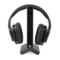 Nedis Casque TV sans Fil RF Circum-auriculaire avec Station de Charge et Portée 25 m Noir