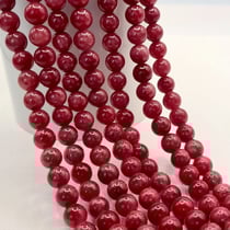 Fil de 48 perles jade blanche naturelle teintée fabrication bijoux 8 mm ROUGE